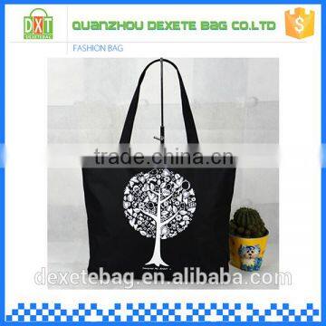 Wholesale fashion design large capacity black waxed canvas tote bag