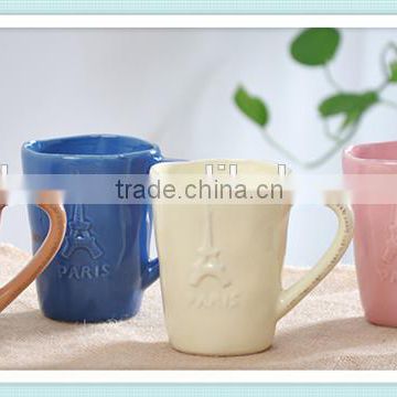custom 400ml Eiffel Tower mug with pure color in different design