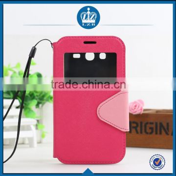 LZB Fashion color contrast series view windows leather phone case flip cover for motorola moto X2