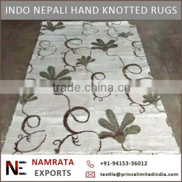 Handmade Indo Nepali Hand Knotted Art Silk Rugs at Cheap Price