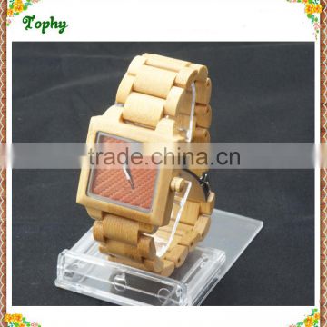2016 Vogue World Fashion Brand Quartz wood lady watch made of wooden and bamboo material