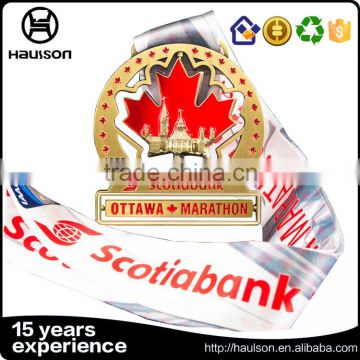 Brass material shiny gold cut out star reward ottawa marathon achievement mounting cups gold bronze medals