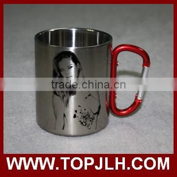 2017 wholesale Stainless Steel mug with carabiner handle