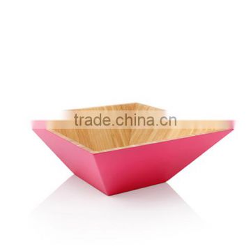Wholesale 2017 gift bamboo square salad bowl with colored painting