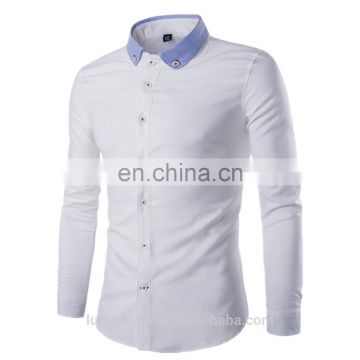 2016 New Spring Men's Oxford Long Sleeve Shirt with Different Color on Collar