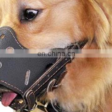 Wholesale Custom Size Durable Anti Barking Brown Adjustable Leather Muzzle Dog