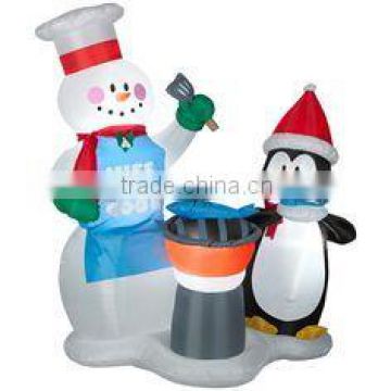 outdoor Christmas decoration fun inflatable snowman and penguin for sale