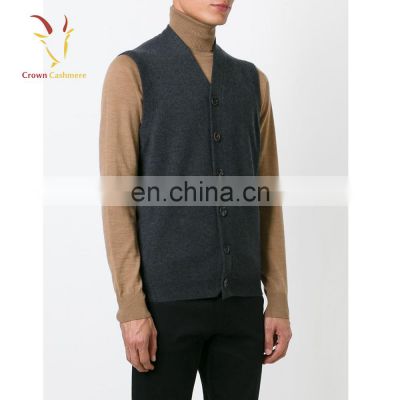 Mens Cardigan Pure Cashmere Wool Knit Sweater Vest