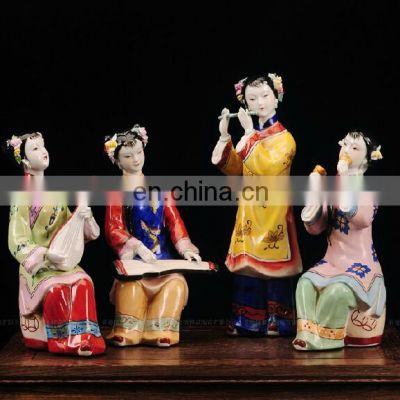 Chinese Hand Maded Ceramic Antique Colorful Porcelain Figure Statues