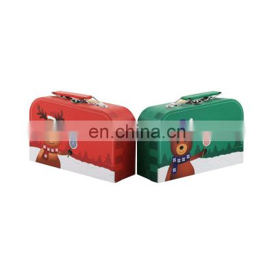 Custom print mini cardboard suitcase gift packaging boxes with handle