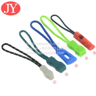 custom rubber PVC zipper puller 3mm polyester rope with zipper head zipper slider cords