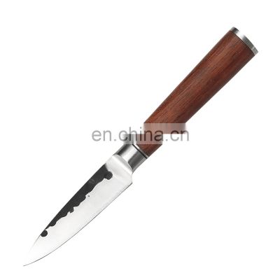 Professional Custom 7.2 inch Kitchen Meat Cutting Knives  Double steel head Wood Handle Stainless Steel Peeling Knife