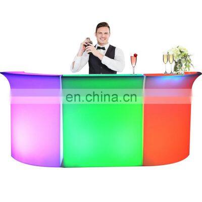 rechargeable plastic led glowing cocktail table portable modern LED furniture plastic bars light up table indoor LED bar counter