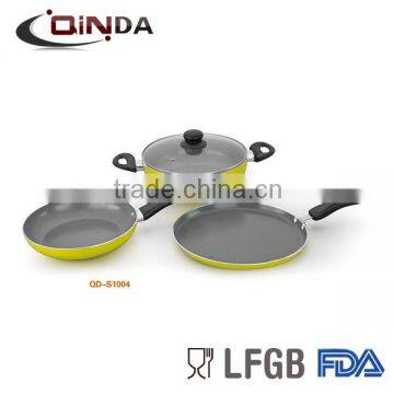 4 Pieces pressed aluminum cookware set with grey ceramic coated/tawa QD-S1004