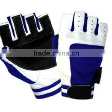 2015 RACING ROAD PRO CYCLE GLOVES GENUINE LEATHER MATERIAL BLK & WHITE BLUE COLOR