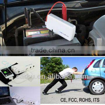 mini jump starter 14000mah 420g patent/ISO/FCC/CE/ROSH certified Li polymer battery/multi power bank/led light