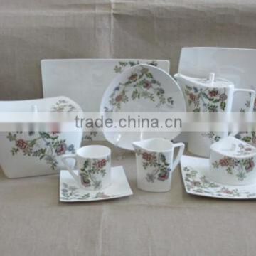bone china 75pics square Haipai shape decal dinnerware set