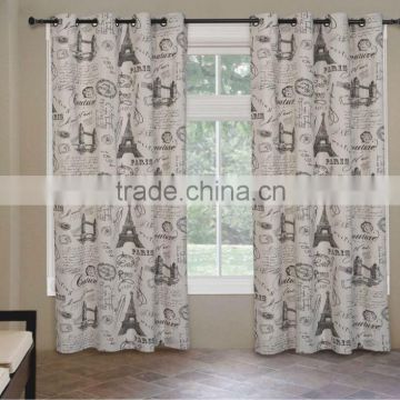 Eiffel Towers Printing Home Texitle European Style Linen Cotton Curtain