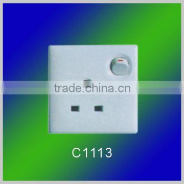 5A,13A,15A 1 gang switched 3 pin socket with light/1 way switch three pin socket with neon/dp switch socket