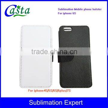 Customized Blank Sublimation PU Mobile phone holster Left and right open Sublimation cell phone holster for iphone 6