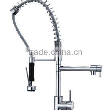 Single hole pull down long neck chrome kitchen sink faucet taps
