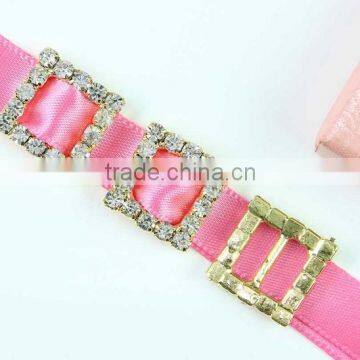 14mm small gold square rhinestone buckle for ribbon , shoes B00201