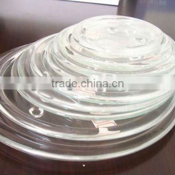 round clear glass plate with three pot