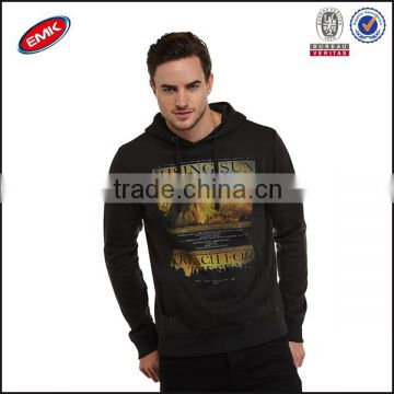 80 cotton 20 polyester fashion brown printed wholesale hooded sweatshirt for men