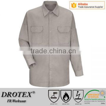 100% cotton 7 oz Pyrovatex finishing flame resistant welding work shirt