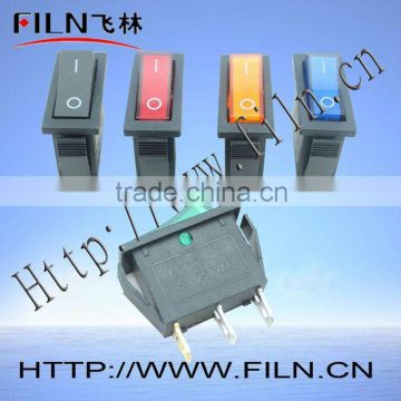 six colors with light on off on illuminated rocker switch 250V