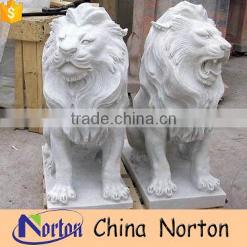 Norton life size gorgeous vintage pair of italian marble lions NTBM-L013L