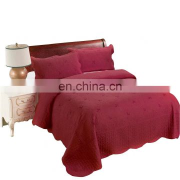 Solid Burgundy Color Printed Summer Quilt 100% Polyester Bedspread Ses Stitching Floral Coverlets Embroidery Quilt