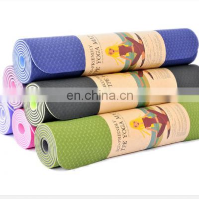 eco friendly anti slip anti tear 6MM double color tpe yoga mat manufacturer
