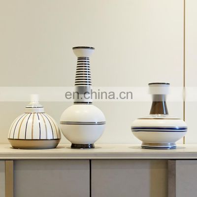 Grain Art Stripe Ceramic Home Decor Vase Nordic Design Luxury Modern Decorative Craft Tabletop Vase Accepatble All-season Europe