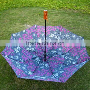 Hot sale fashion flower fabric 2 folding umbrella