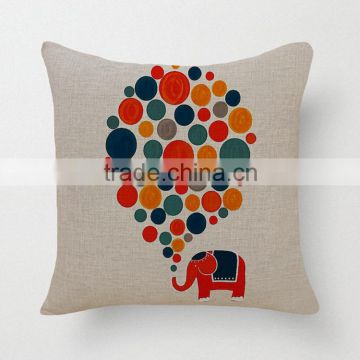 Cute elephant pattern printed simple linen throw baby pillow case