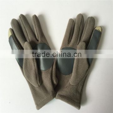 Hot Sale Winter Fleece touch screen gloves with leather