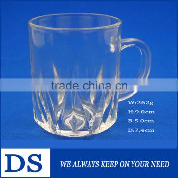 High quality transparent carved glass beer mugs with handle