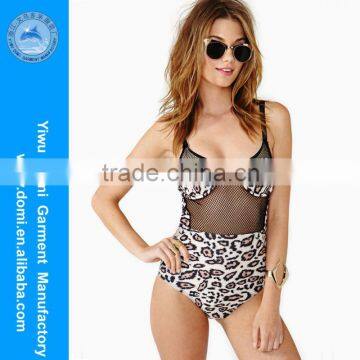 Domi 2014 New Leopard Print Mesh One Piece Swimwear,Full Sexy Photos Bathingsuit