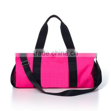 pink polyester gym duffel weekender bag
