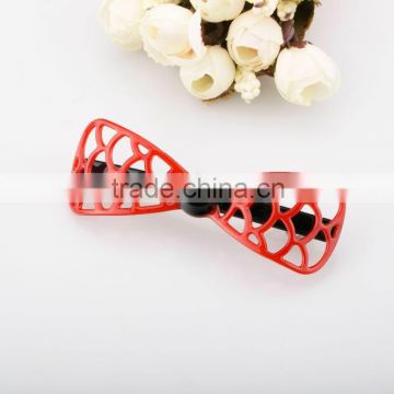 Wholesale cheap kids plastic barretted unique hair barrettes with red bow