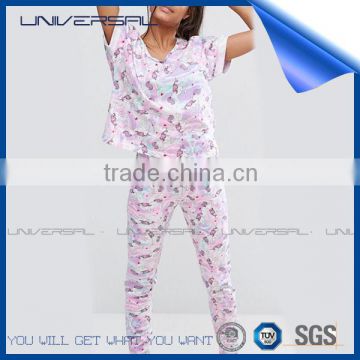 China manufacturer cotton fabric cartoon printing pajamas sleepwear