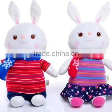 Funny stuffed plush rabbit toy with scarf