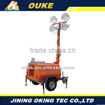 Multifunctional trailer mounted light tower with High-quality,OKHQ-ZM1000A trailer type mobile construction light tower