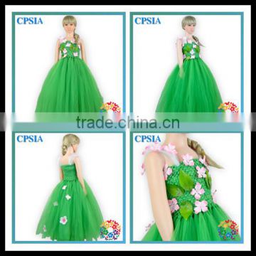 2015 High quality dresses Sleeveless green one piece girls party dresses girls long dresses