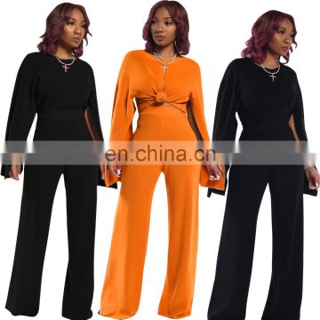 Plus Size Women Clothing 2 Piece Long Sleeve Top Loose Pant Outfit Two Piece Set