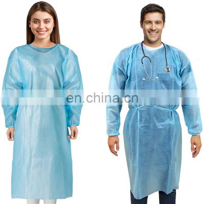40Gsm PP PE Waterproof disposable non woven isolation gown