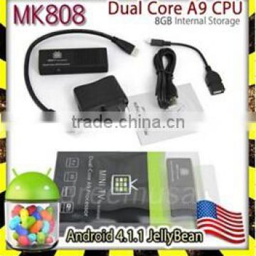Wholesale ODM/OEM rock chip 8g flash quad core mk808 4.1 android mini tv box