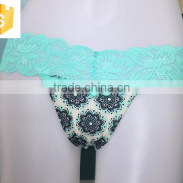 Sexy Lace Thong, Microfiber Printed Body, Girls' Sexy Underwear