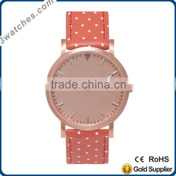 prod Salcombe with coral polka strap watch alloy case watch quartz watch waterproof flat leather strap alloy watches